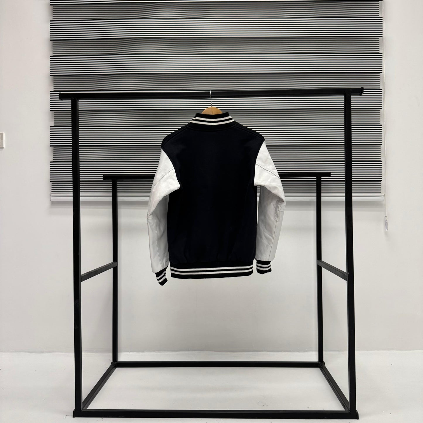 Wool Leather Sleeves Embroidered Varsity Jacket