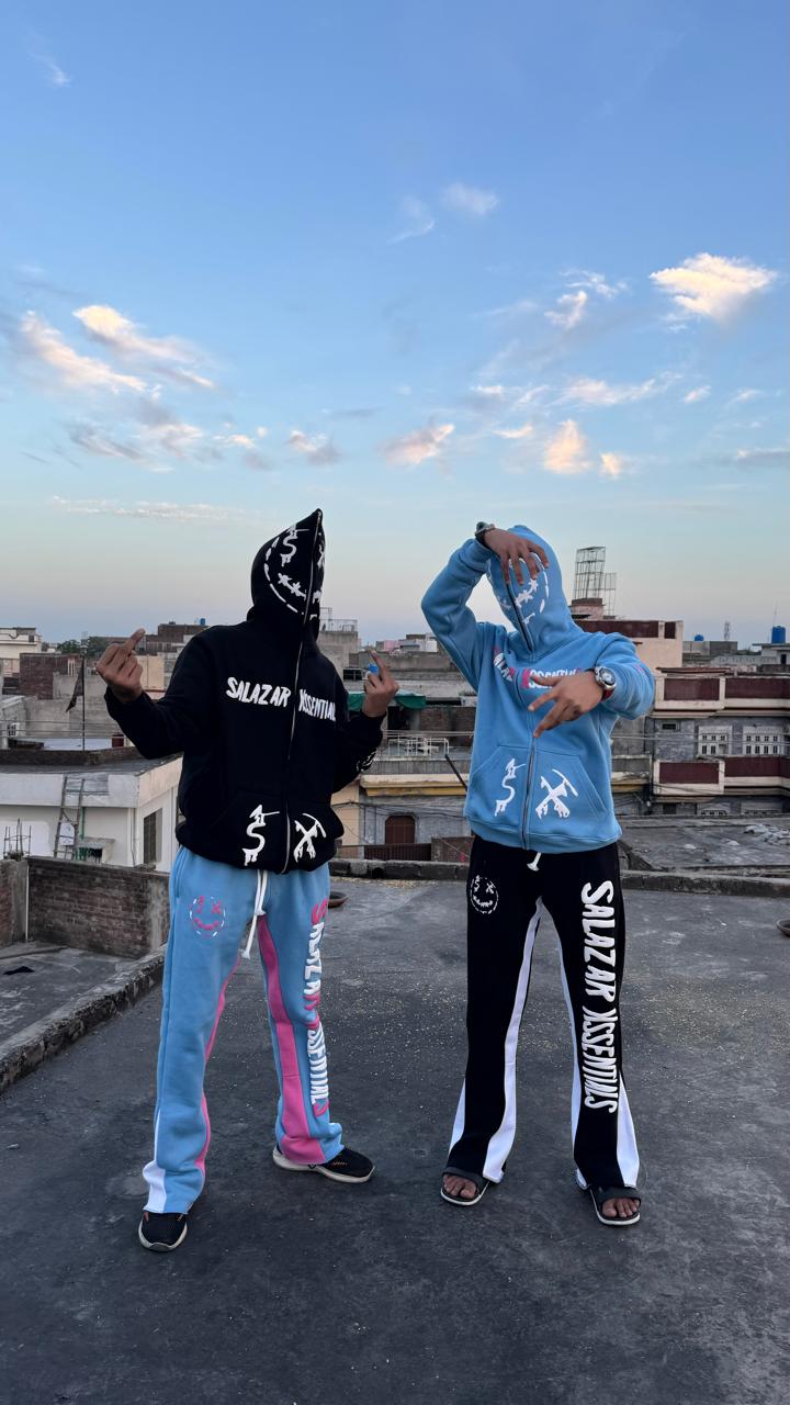 6 Panel Flare Pants With Full Phase Zip Up Hoodie Sweat Suits