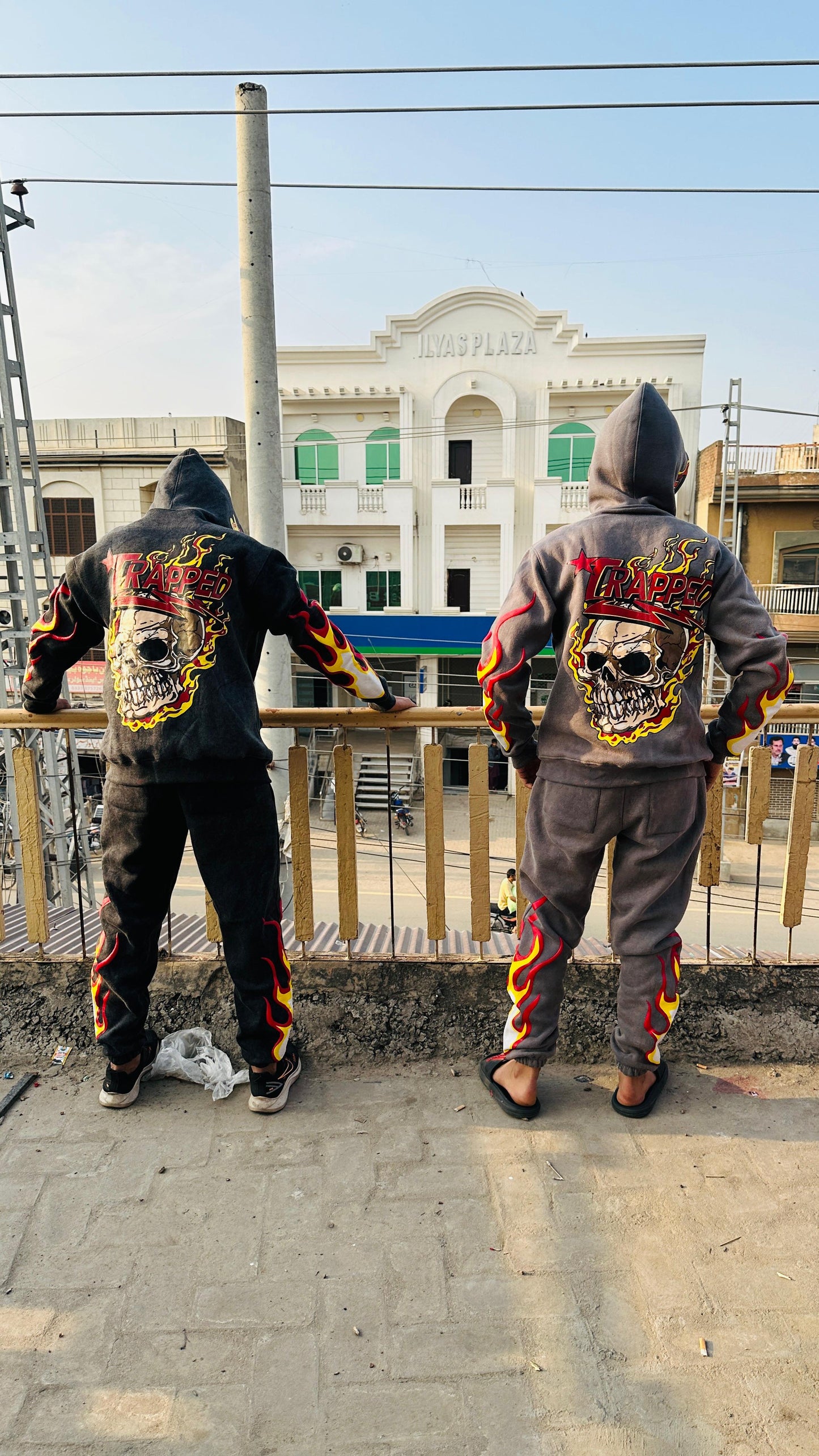 Stone Wash Graphic Sweat Suits