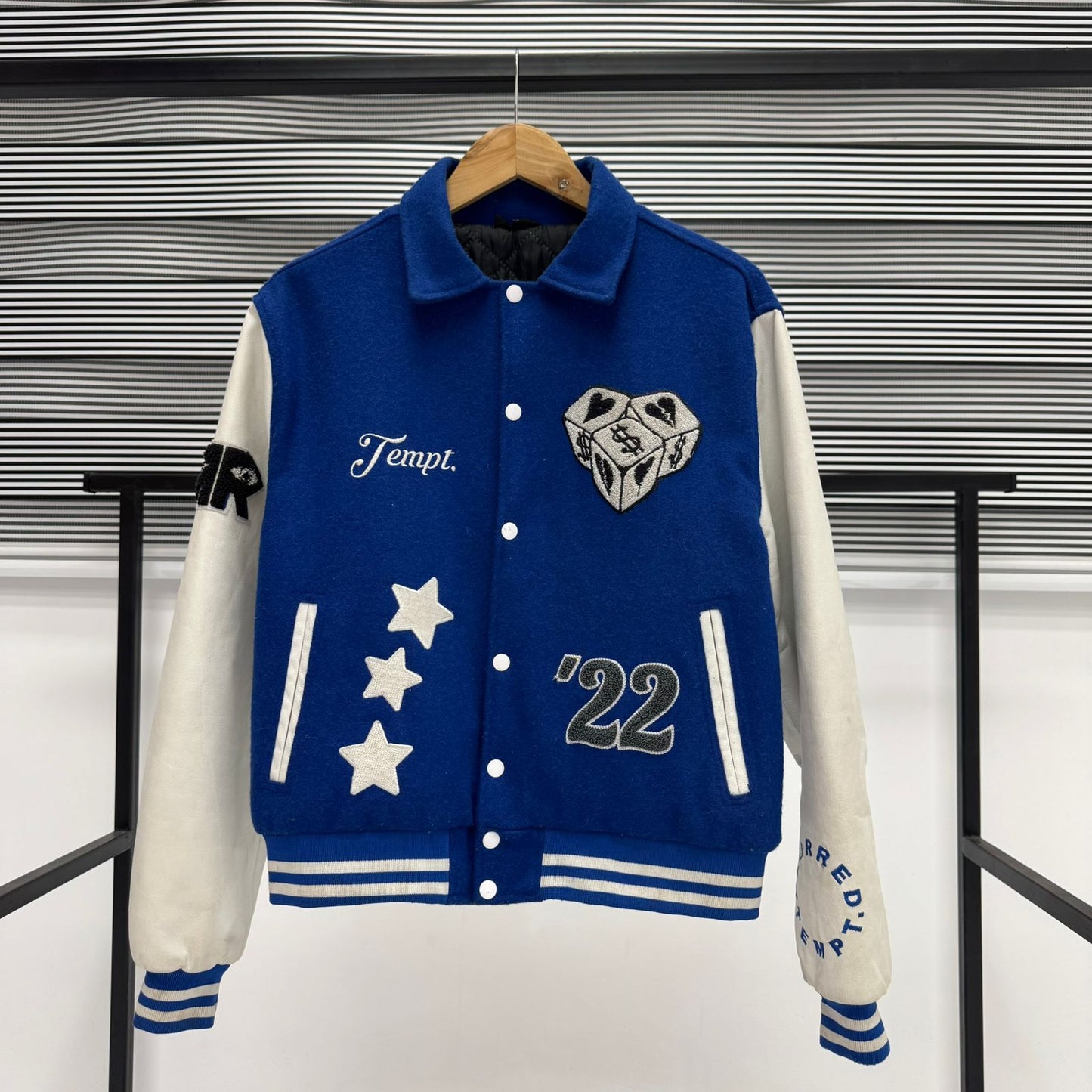 Genuine Cow Leather Sleeves Patch Work Varsity Jacket