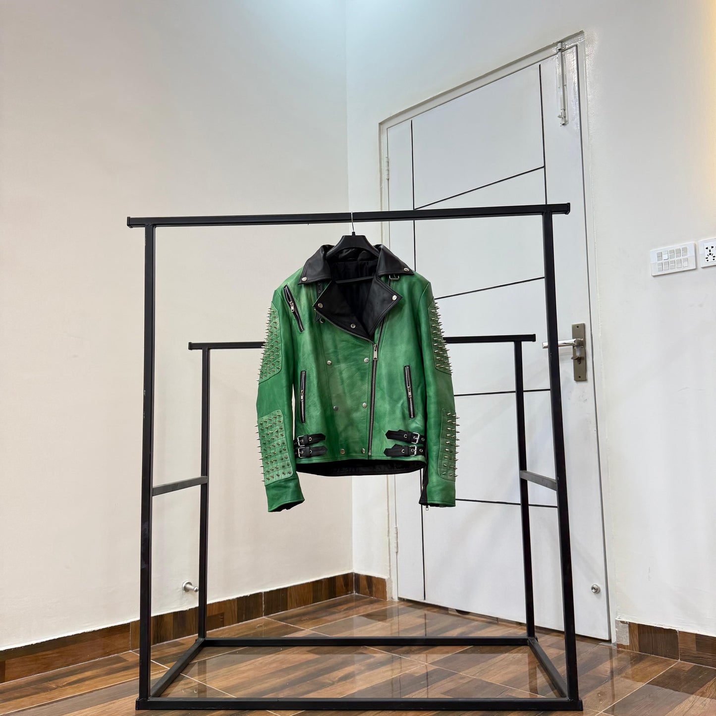 Vintage Leather Jacket With Spikes