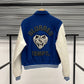 Genuine Cow Leather Sleeves Patch Work Varsity Jacket