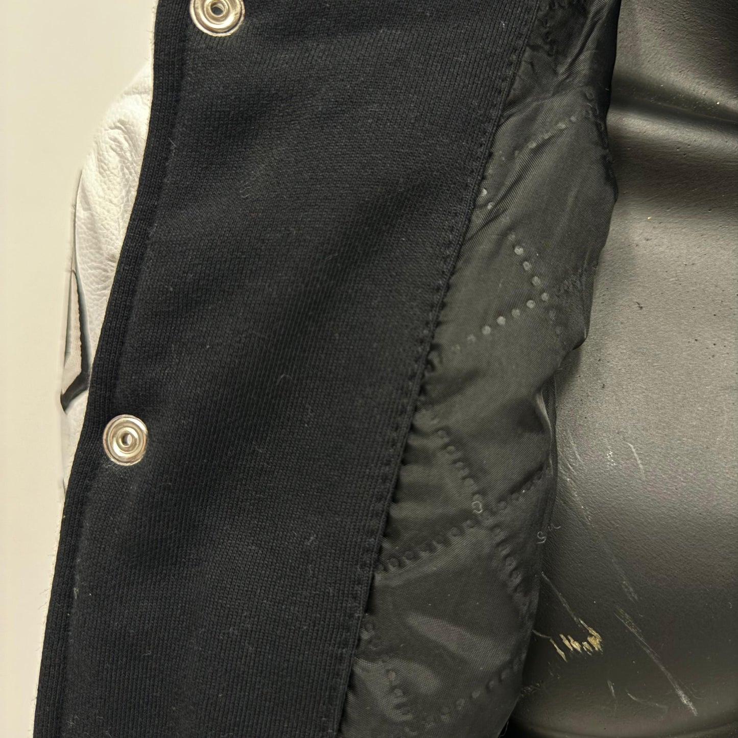 Wool Leather Sleeves Embroidered Varsity Jacket