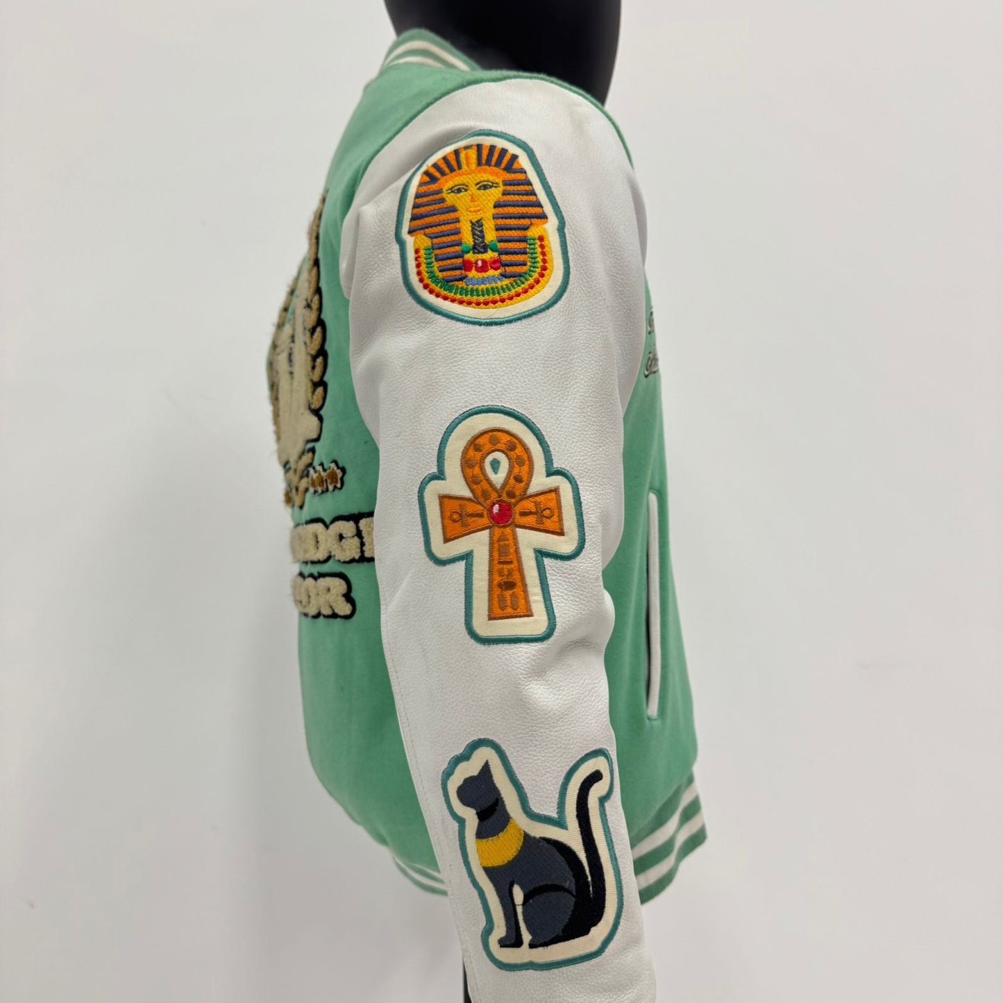 Wool Leather Sleeves Embroidery & Chenille Patch Work Varsity Jacket