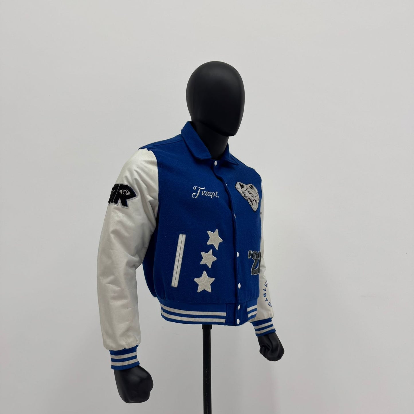 Genuine Cow Leather Sleeves Patch Work Varsity Jacket