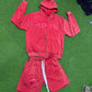 Mineral Wash Zip up Hoodies & Shorts Set