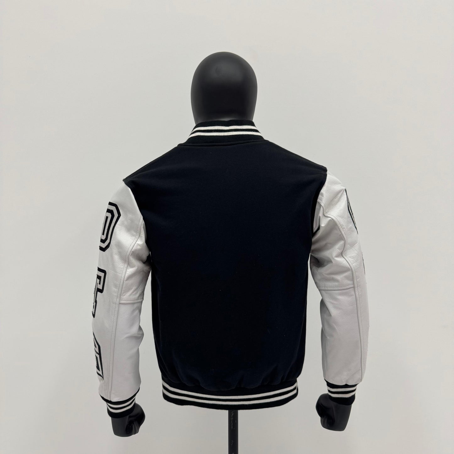 Wool Leather Sleeves Embroidered Varsity Jacket