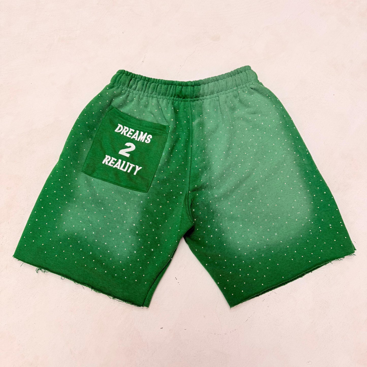 Cotton Distress Shorts With Rhinestones