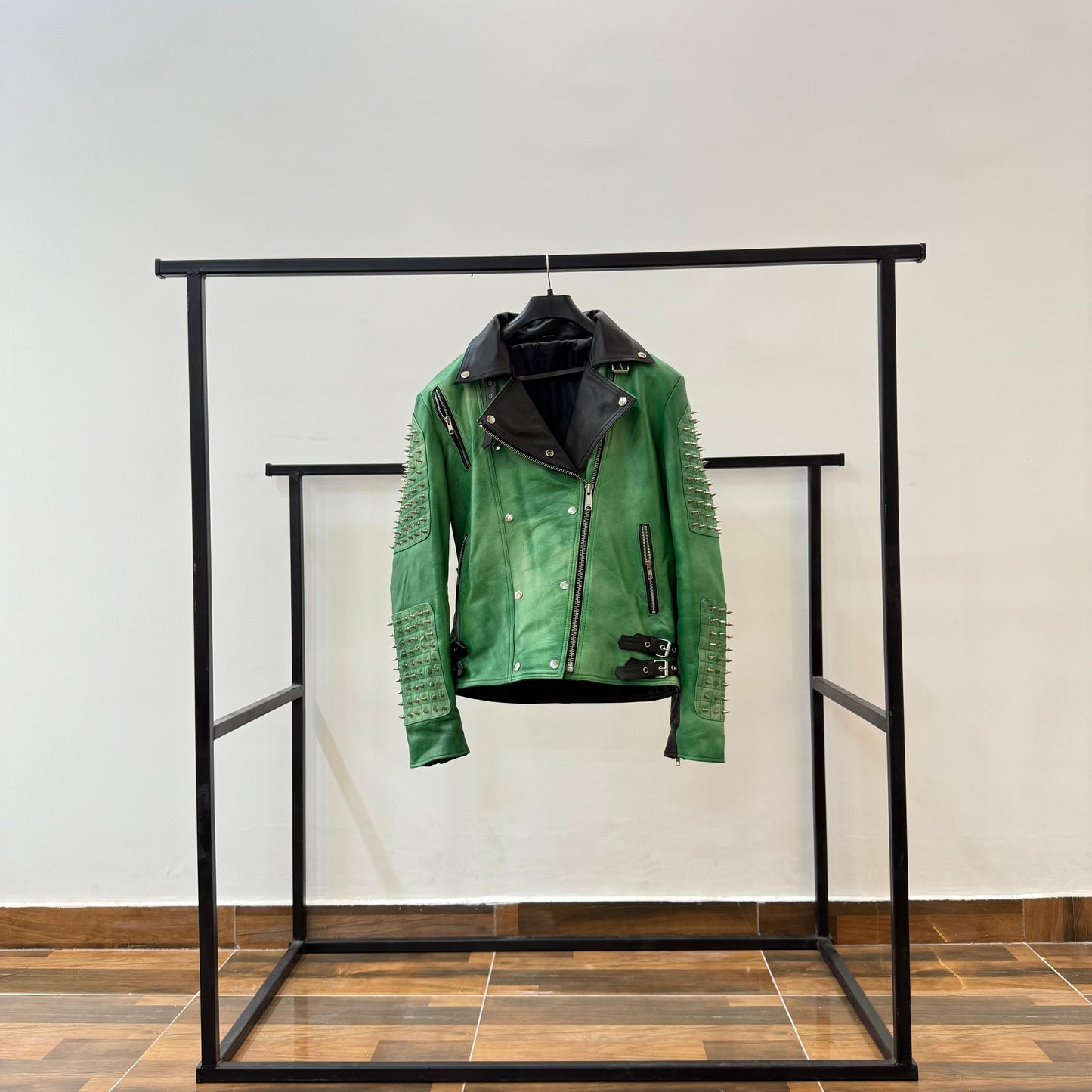 Vintage Leather Jacket With Spikes