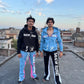 6 Panel Flare Pants With Full Phase Zip Up Hoodie Sweat Suits