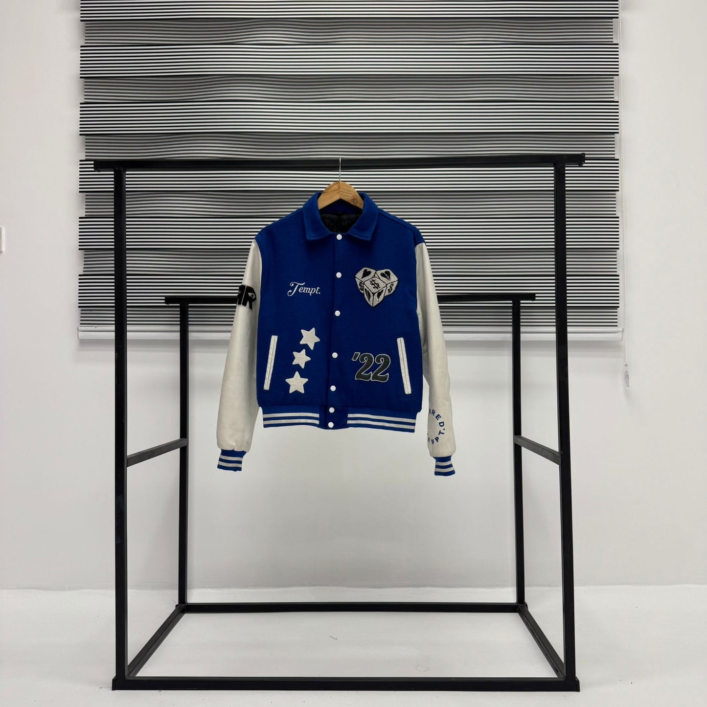 Genuine Cow Leather Sleeves Patch Work Varsity Jacket