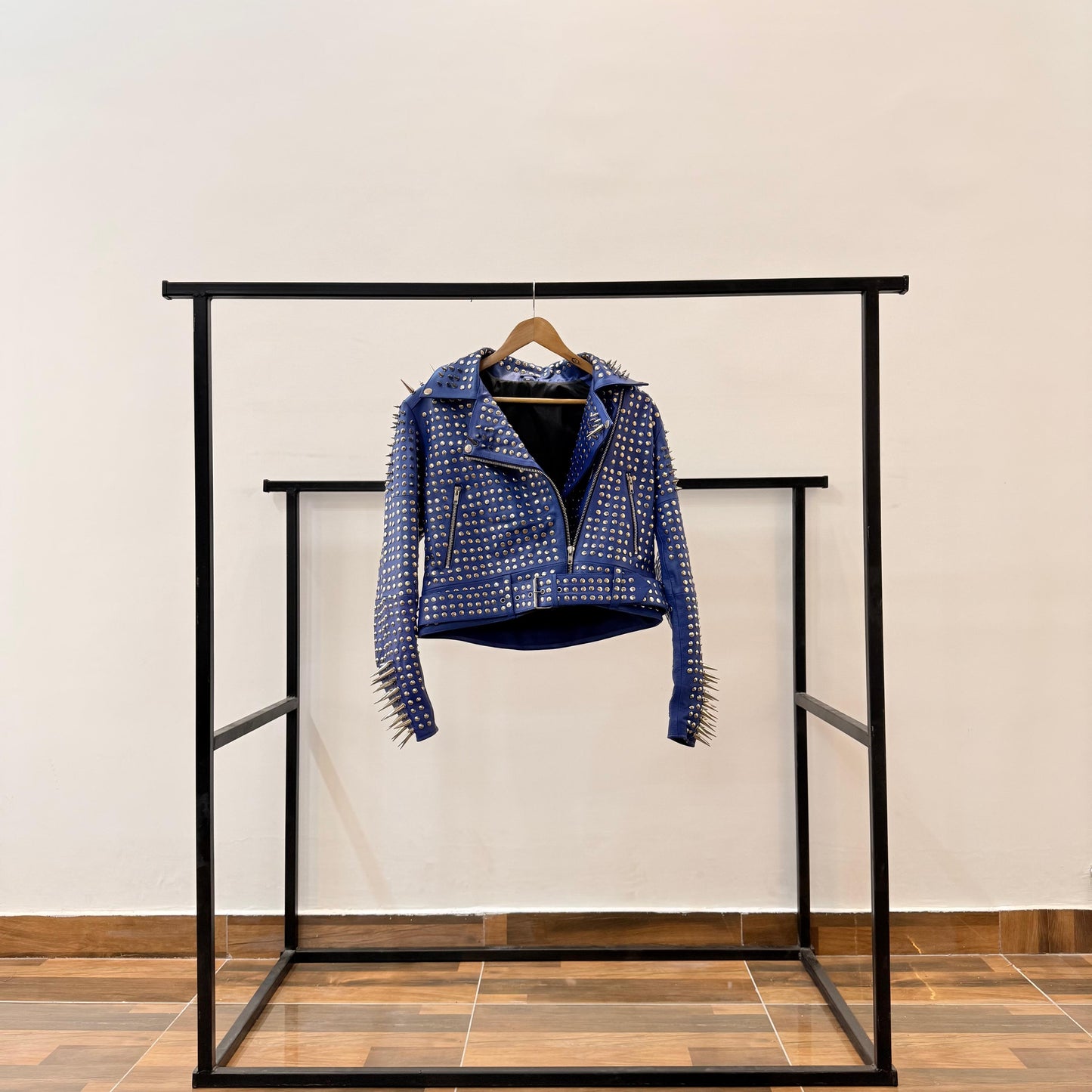 Biker Leather Fashion Jacket With Spikes