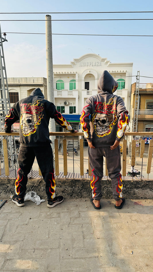 Stone Wash Graphic Sweat Suits