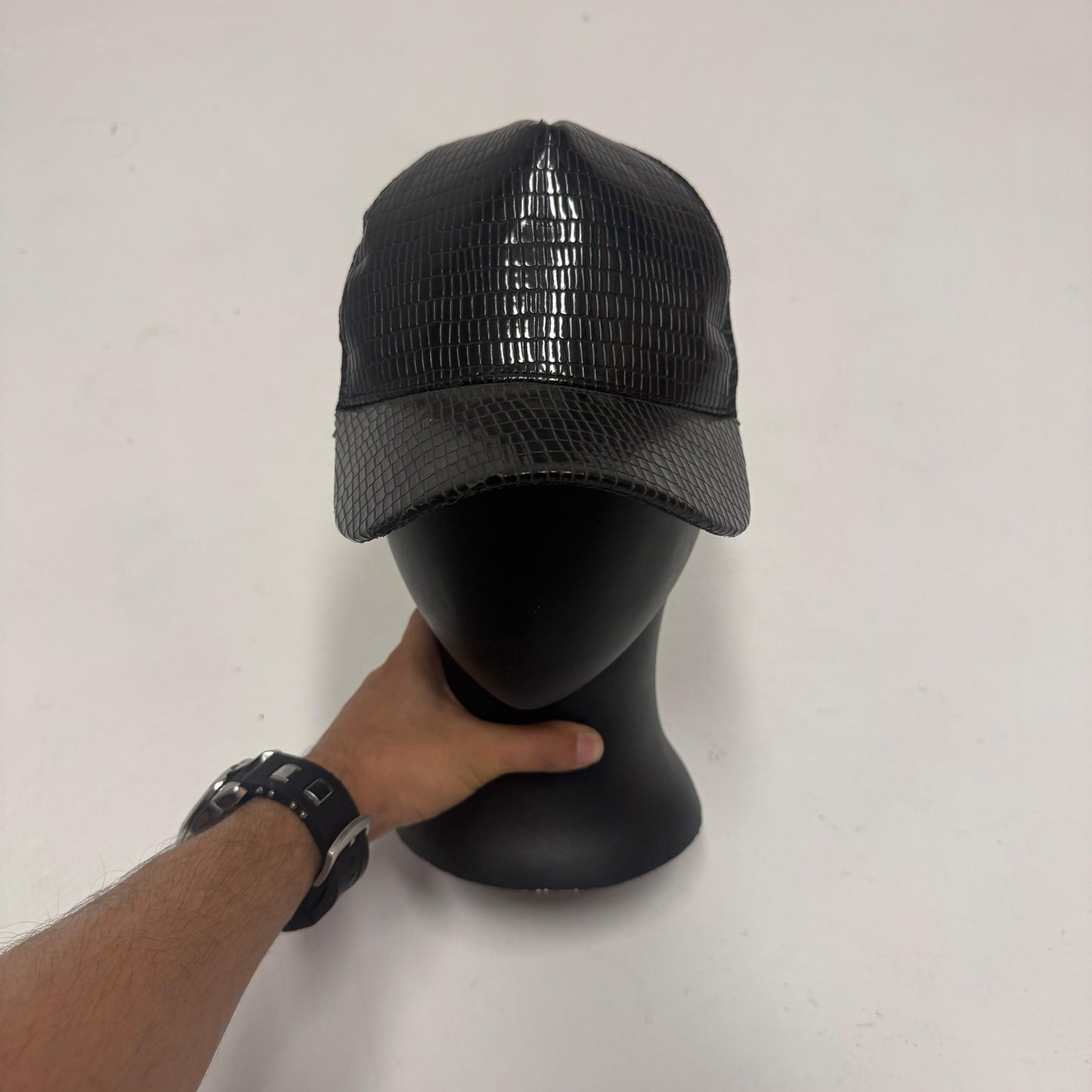 Leather Trucker Cap With Mesh