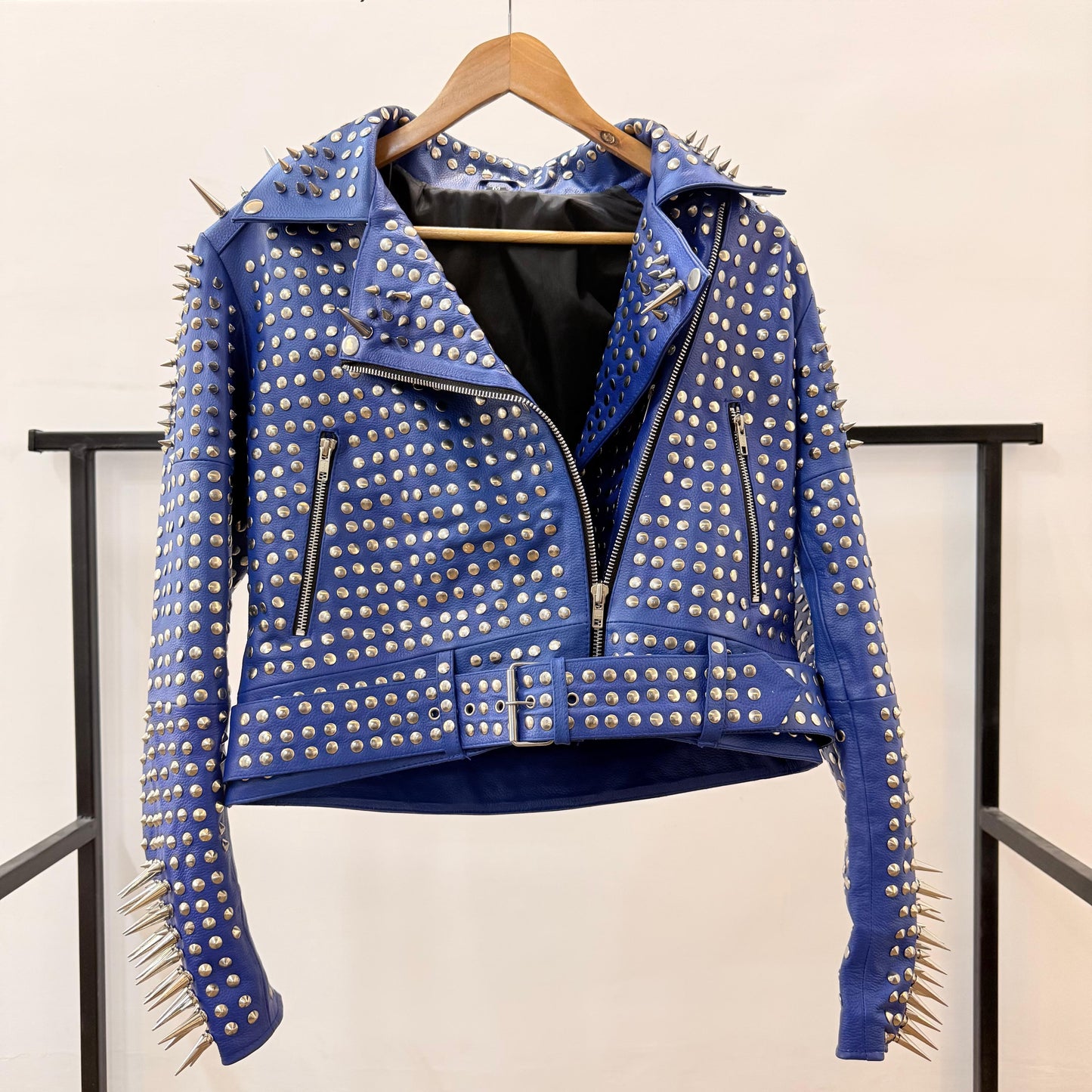Biker Leather Fashion Jacket With Spikes