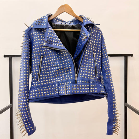 Biker Leather Fashion Jacket With Spikes