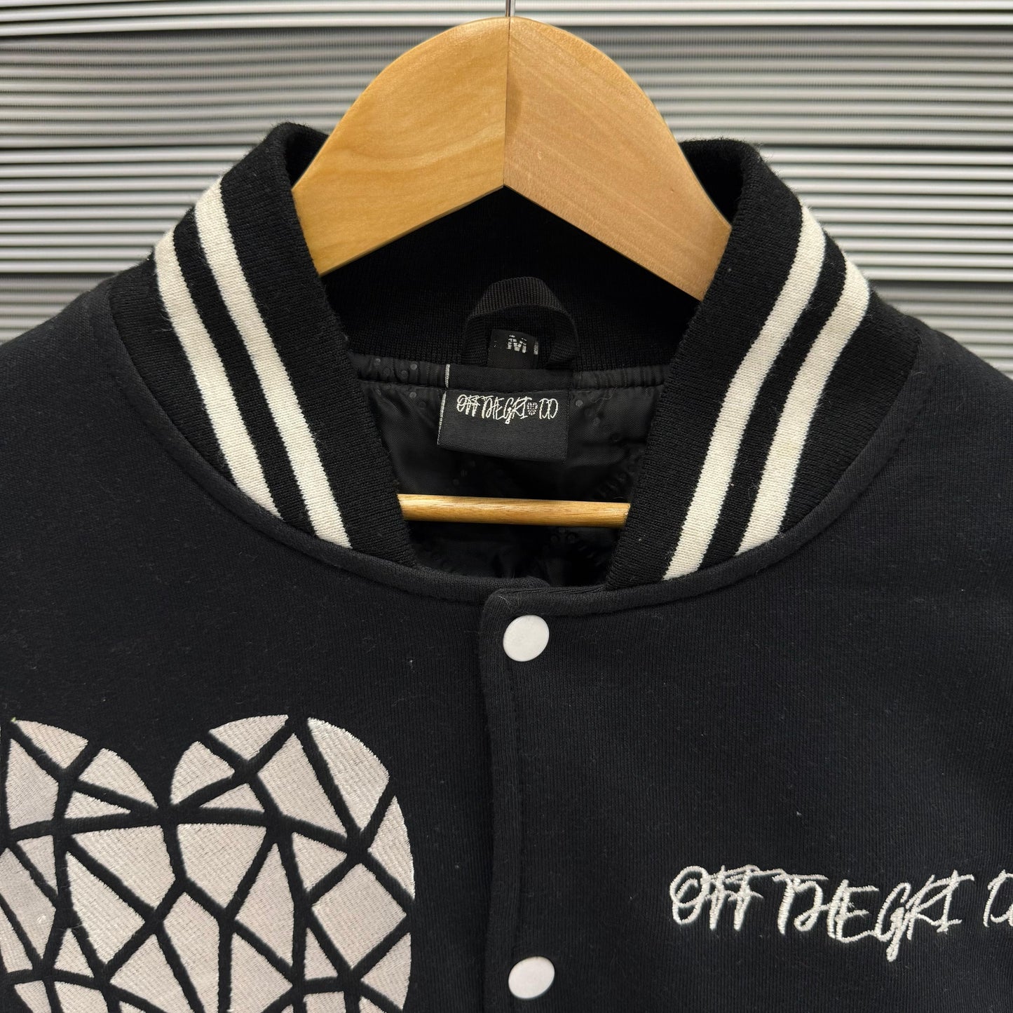 Wool Leather Sleeves Embroidered Varsity Jacket