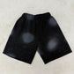 Cotton Distress Shorts With Rhinestones