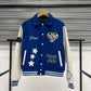 Genuine Cow Leather Sleeves Patch Work Varsity Jacket