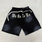Cotton Distress Shorts With Rhinestones
