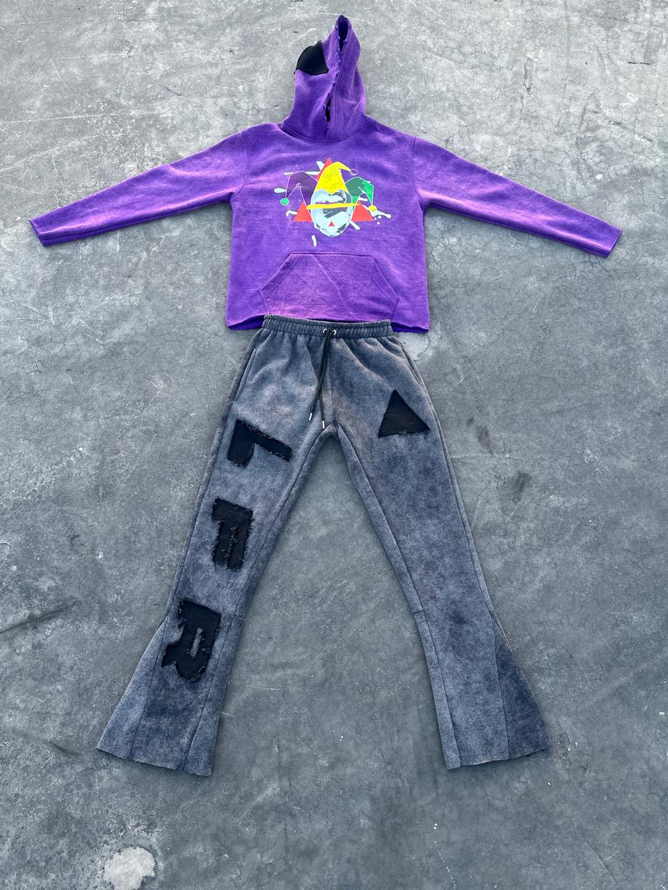 Acid Wash Hoodie & Flare Pants