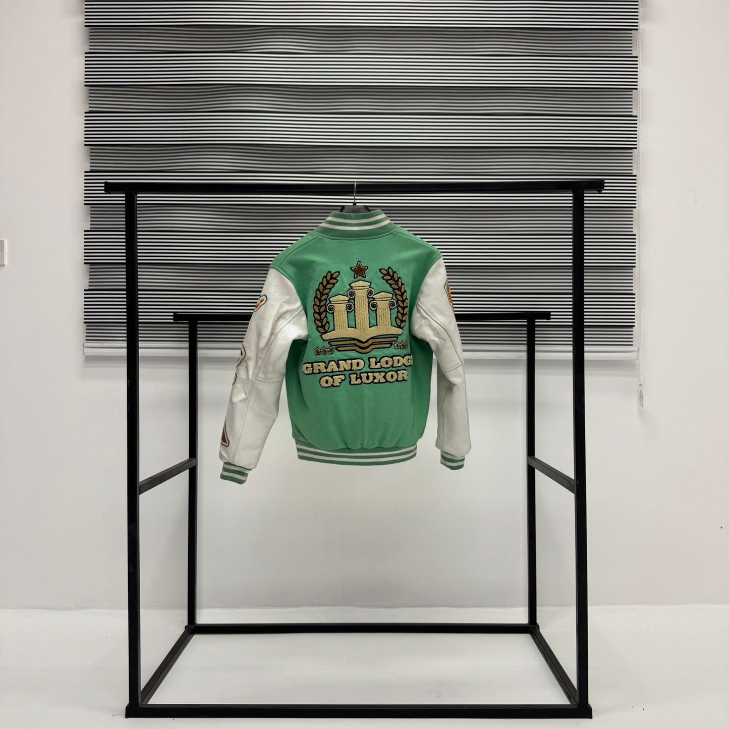 Wool Leather Sleeves Embroidery & Chenille Patch Work Varsity Jacket