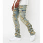 Denim Ripped Men Flared Cargo Pants