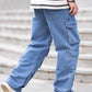 Baggy Pockets Design Men Denim Cargo Pants