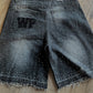 Rhinestone Embroidery Applique Denim Shorts