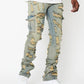 Denim Ripped Men Flared Cargo Pants