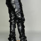 Skinny Stacked Pu Leather Cargo Pants
