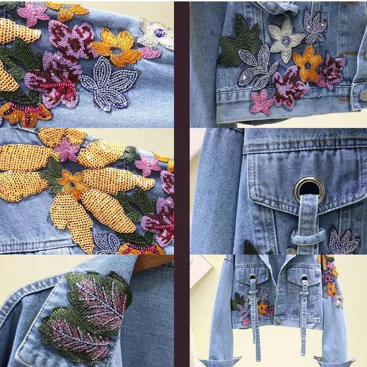 Floral Embroidery Women's Denim Jackets