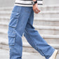 Baggy Pockets Design Men Denim Cargo Pants