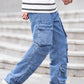 Baggy Pockets Design Men Denim Cargo Pants