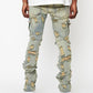 Denim Ripped Men Flared Cargo Pants